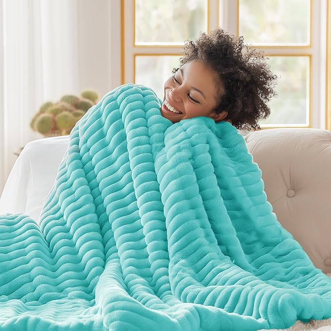 Bedsure Blue Throw Blanket for Couch - GentleSoft Cozy Soft Blankets for Women, Cute Small Fleece Throws for Girls, Birthday Gifts for Women, Mothers Day Decor Gifts for Mom, Blue Fog, 50x70 Inches