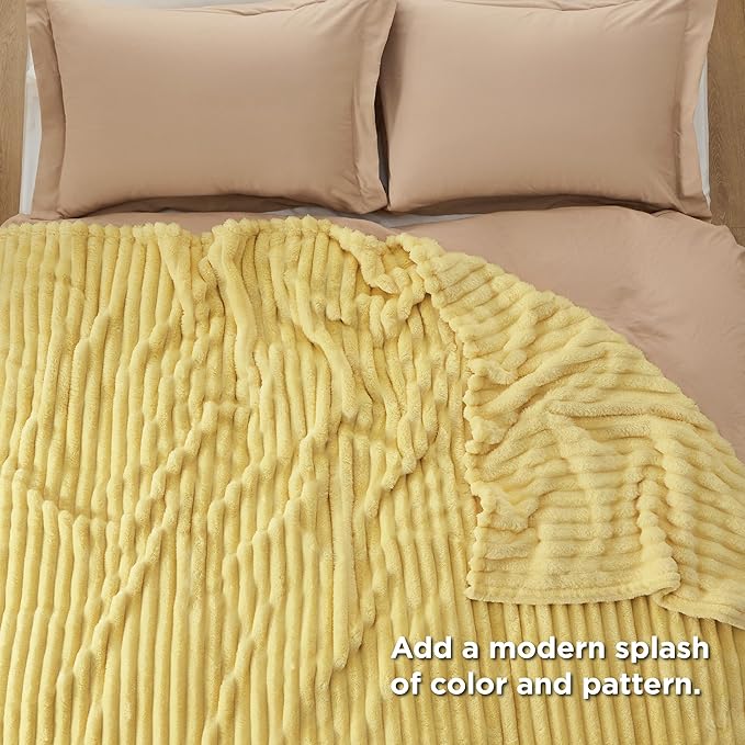 Bedsure Yellow Queen Blanket for Couch - GentleSoft Cozy Soft Blankets for Women, Cute Small Fleece Throws for Girls, Birthday Gifts for Women, Mothers Day Decor Gifts for Mom, 90x90 Inches