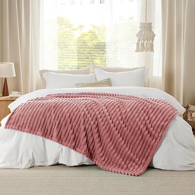 Bedsure Brick Dust Fleece Throw Blanket for Couch - GentleSoft Cozy Soft Blankets for Women, Cute Small Throws for Girls, 50x60 Inches