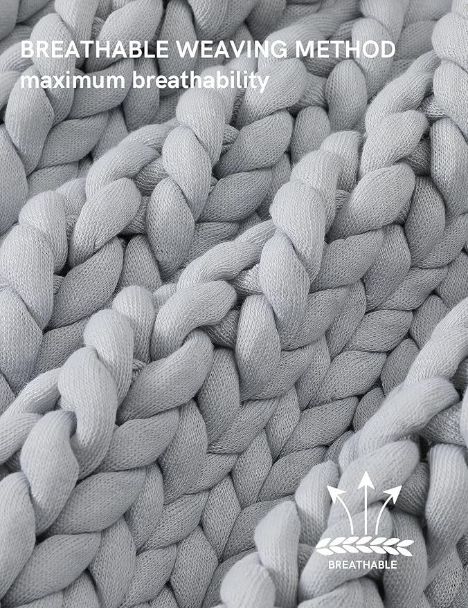 YnM Chunky Throw Blanket, Medium-Weight, Hand Knitted, Skin Friendly, Ventilated and Breathable, Machine Washable, Home Décor Piece for Couch, Sofa and Bed (Lunar Grey, 60x80 Inch)
