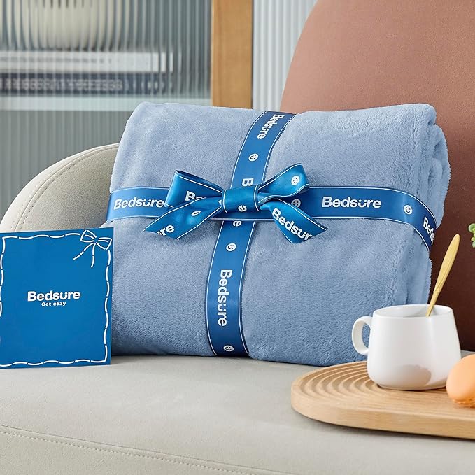 Bedsure Fleece Throw Blanket for Couch Light Blue - Lightweight Plush Fuzzy Cozy Soft Blankets and Throws for Sofa, 50x60 inches