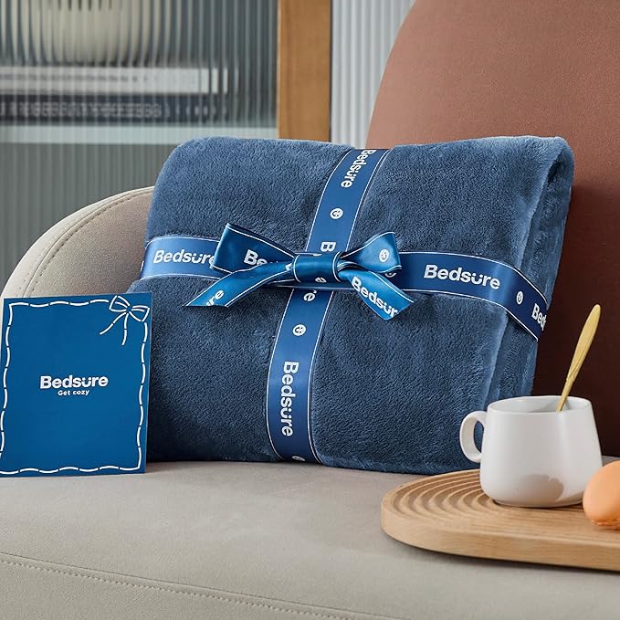 Bedsure Fleece Throw Blanket Mineral Blue - 300GSM Blankets for Couch, Sofa, Bed, Soft Lightweight Plush Cozy Throws for Toddlers, 50x60 inches