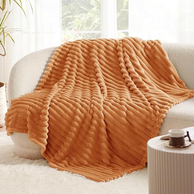 Bedsure Burnt Orange Twin XL Blanket for Bed - GentleSoft Cozy Soft Blankets for Women, Cute Small Fleece Throws for Girls, Birthday Gifts for Women, Mothers Day Decor Gifts for Mom, 66x90 Inches