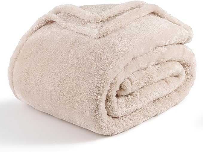 Berkshire Blanket Classic Extra-Fluffy™ Plush Throw Blanket, Soft Fuzzy Fluffy Long Hair Throw Blanket for Couch Sofa Bed, Chino Khaki, 50x60 Inches