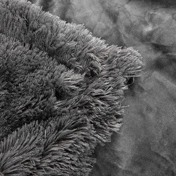 YUSOKI Morel Faux Fur Throw Blanket,2 Layers,50" x 60" Cozy Plush Fluffy Blanket Furry Fuzzy Warm Cute Shaggy Blanket for Fall Bed Living Room Décor Baby Women Pet