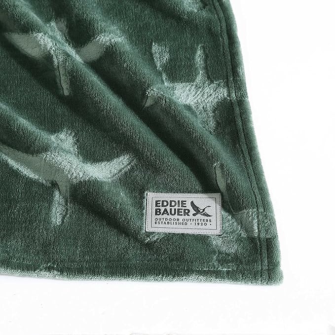 Eddie Bauer - Throw Blanket, Embossed Ultra Soft Plush Bedding, Home Decor for All Seasons, Oeko-Tex Certified (Geese Green, 50" x 70")