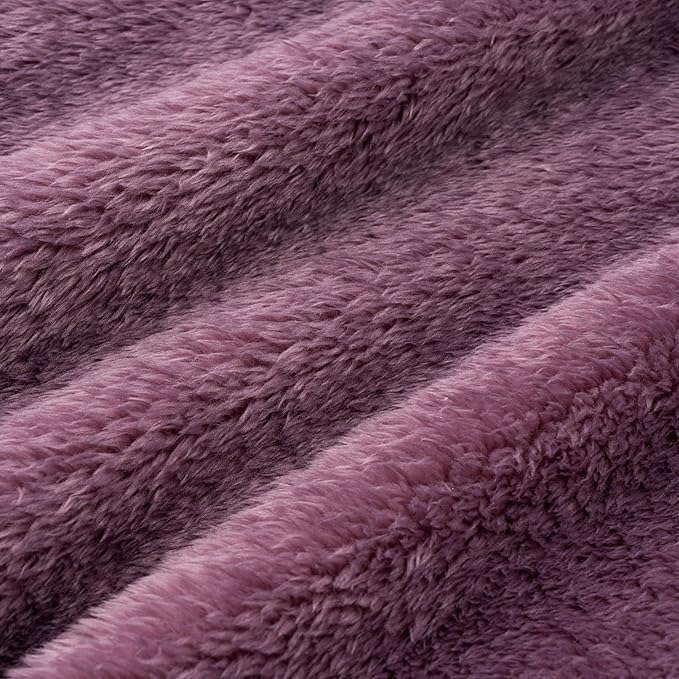 Berkshire Blanket Classic Extra-Fluffy™ Plush Blanket, Twin Size Bed Blanket, Soft Fuzzy Fluffy Long Hair Blanket for Couch Sofa Bed, Plum Smoke, 60x92 Inches