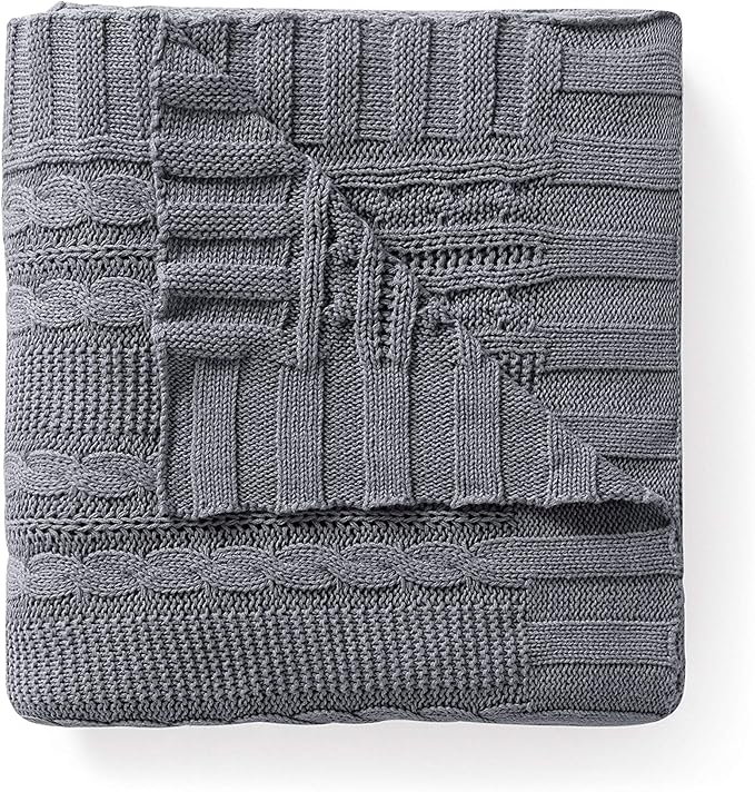 VCNY Home - Throw, Soft & Cozy Cotton Blanket, Cable Knit Home Decor (Dublin White, 50" x 70")