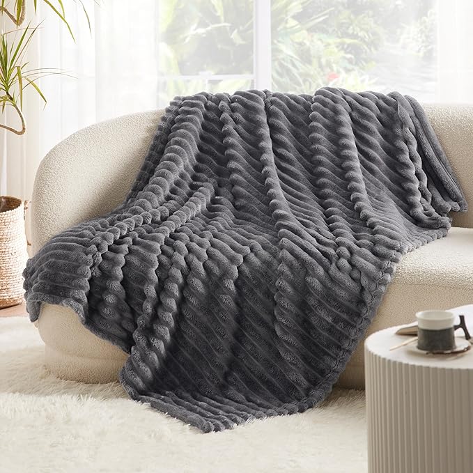 Bedsure Grey Fleece Blanket for Couch - GentleSoft Cozy Soft Blankets for Women, Cute Small Throws for Girls, 50x70 Inches