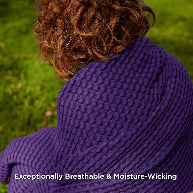 Bedsure Cooling Cotton Waffle King Size Blanket - Lightweight Breathable Blanket of Rayon Derived from Bamboo for Hot Sleepers, Luxury Throws for Bed, Couch and Sofa, Purple, 104x90 Inches