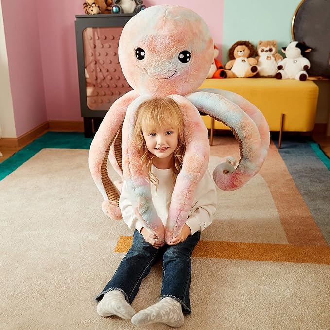 IKASA Giant Octopus Stuffed Animal Jumbo Plush Toy,30" Soft Toys Large Cute Huge Kawaii Fluffy Big Size Fat Oversized Plushie,Gifts for Kids