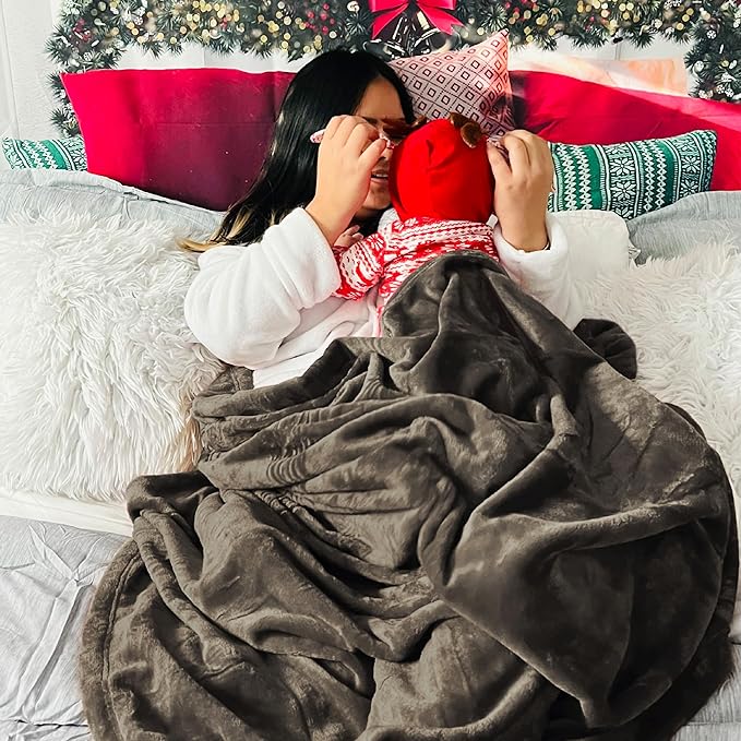 Bedsure Fleece Blanket Twin Size Brown - 300GSM Lightweight Plush Fuzzy Cozy Soft Warm Blanket for Bed, Sofa, Couch, Travel, Camping, 60x80 inches