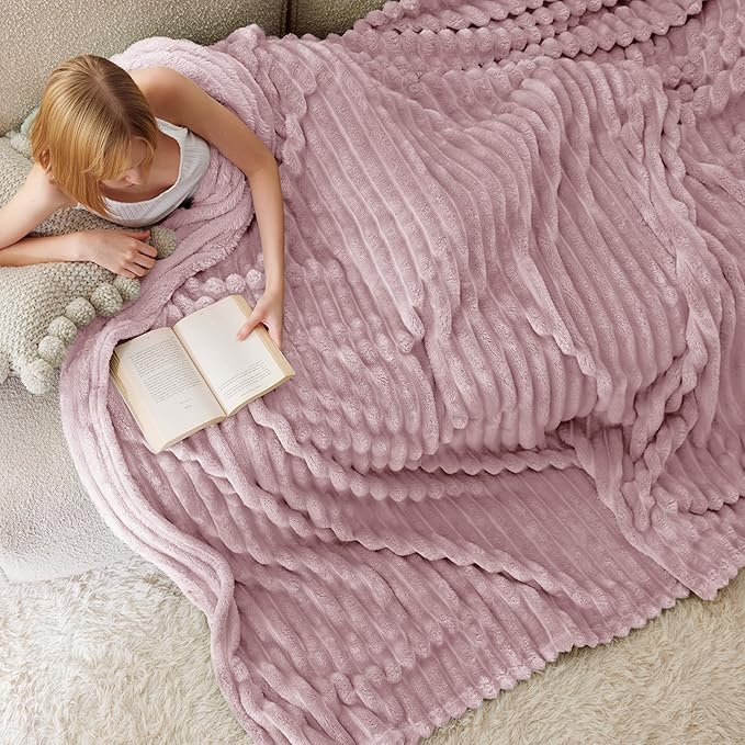 Bedsure Pink Fleece Blanket for Couch - GentleSoft Cozy Soft Blankets for Women, Cute Small Throws for Girls, 108x90 Inches