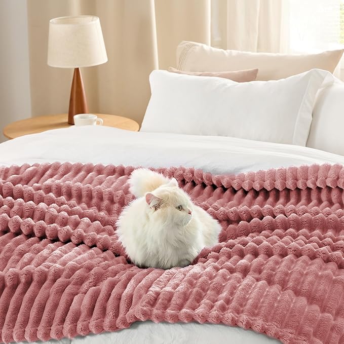 Bedsure Brick Dust Fleece Throw Blanket for Couch - GentleSoft Cozy Soft Blankets for Women, Cute Small Throws for Girls, 50x60 Inches