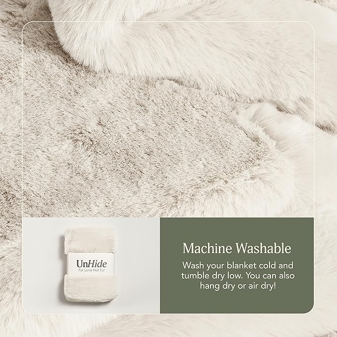 UnHide Marshmallow - Faux Fur Blanket - Heavy Weight, Extra Soft Blanket - Made from Recycled Materials - Machine Washable - Medium (60" x 80") - Snow White
