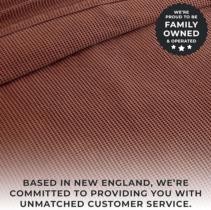 100% Cotton Blanket for Twin Size Bed - Brown Waffle Weave Lightweight Summer Bed Blanket - 90x66in Prewashed Breathable, Woven, Layering Blanket (Twin, Cacao Brown)