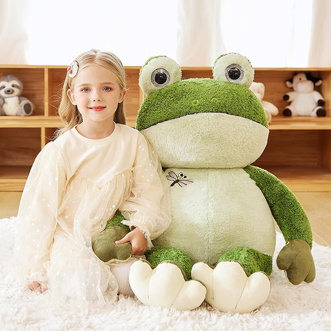 EARTHSOUND Giant Frog Stuffed Animal Plush Toy,30 inches Large Jumbo Cute Soft Toys,Big Size Huge Oversized Fat Plushie,Gifts for Kids Girls Boys Girlfriend