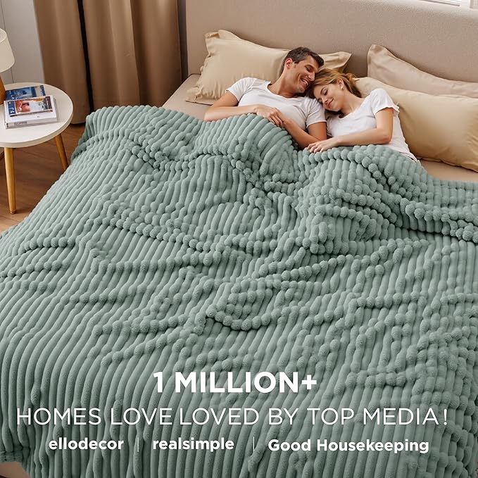 Bedsure GentleSoft Large Fleece Blanket for Bed - Cozy Soft Throw Blankets for Women, Cute Large Throws for Girls, Sage Green, 120x120 Inches