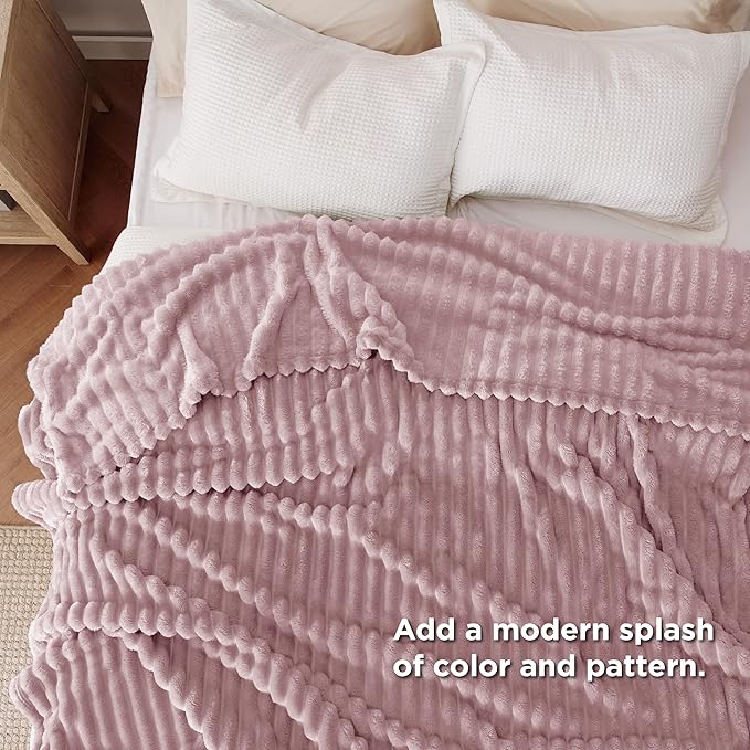 Bedsure Pink Fleece Blanket for Couch - GentleSoft Cozy Soft Blankets for Women, Cute Small Throws for Girls, 108x90 Inches