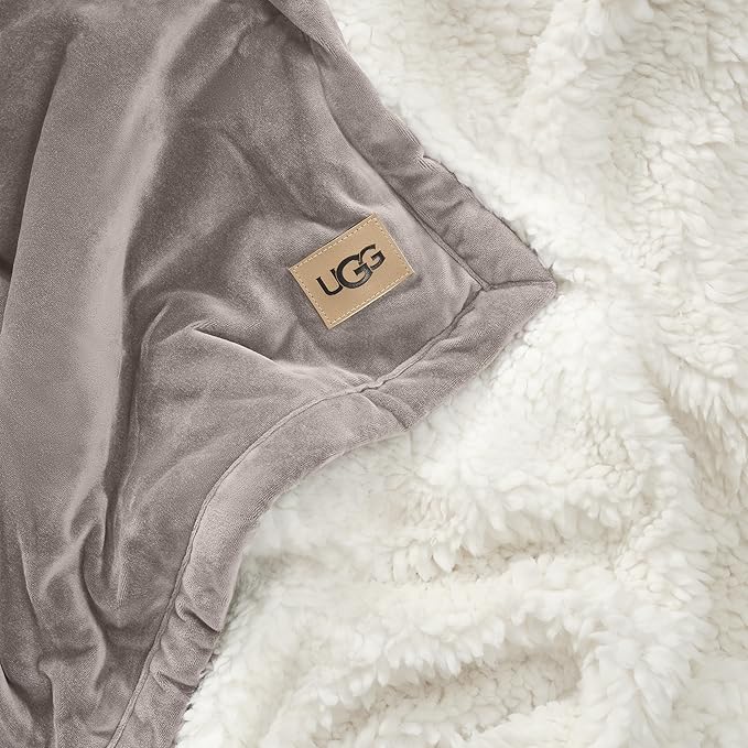 UGG Bliss Throw Blanket Plush Soft Fleece Fluffy Blankets for Bed or Couch Oversized Warm Reversible Machine Washable Medium Weight Home Decor Giftable Throw, 50-inch x 70-inch, Oyster Brown