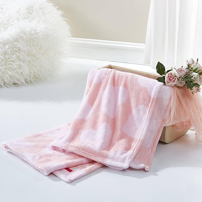Betsey Johnson - Throw, Ultra-Soft Plush Blanket, Use for Couch, Bed, or Lounges, Dorm Essentials (Dotted Heart Pink, 50" x 70")