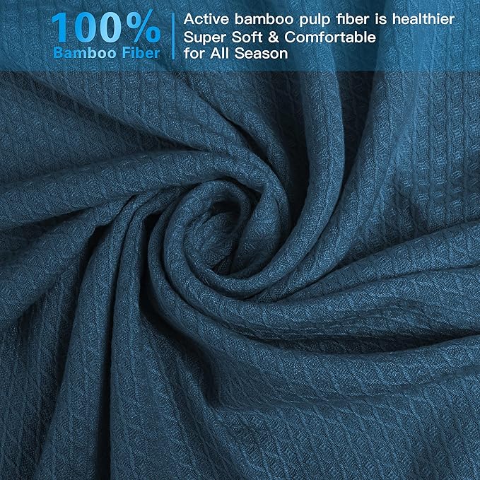 AmyHomie Cooling Blankets, 100% Rayon Derived from Bamboo, Cool Summer Blanket for Hot Sleepers, Soft Comfy Lightweight Blankets for All Seasons(Navy, 79×91 in)