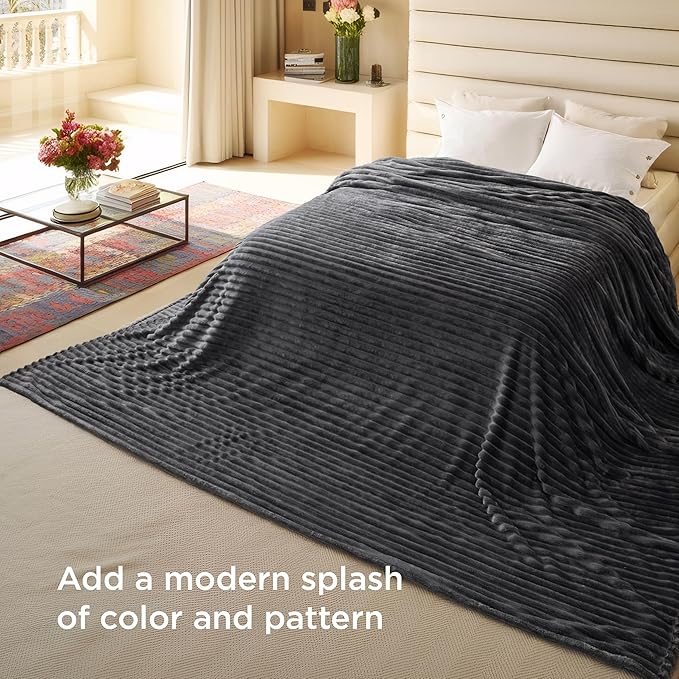 Bedsure GentleSoft Large Fleece Blanket for Bed - Cozy Soft Throw Blankets for Women, Cute Large Throws for Girls, Grey, 120x120 Inches