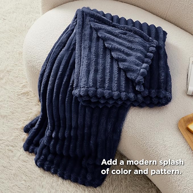 Bedsure Blue Fleece Blanket for Couch - GentleSoft Cozy Soft Blankets for Women, Cute Small Throws for Girls, 50x70 Inches