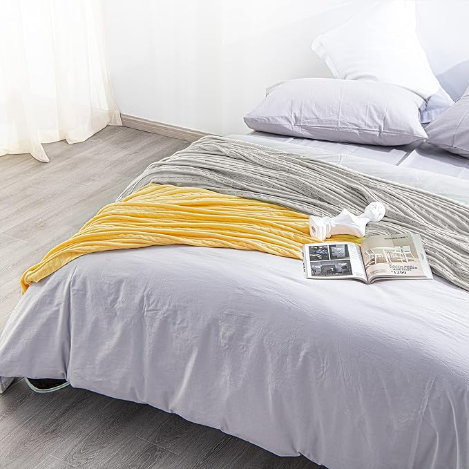 NTBAY 100% Pure Cotton Cable Knit Throw Blanket, Super Soft Warm 51x67 Knitted Throw Blanket for Couch, Sofa, Chair, Bed - Extra Cozy, Machine Washable, Comfortable Home Decor, Silver Grey