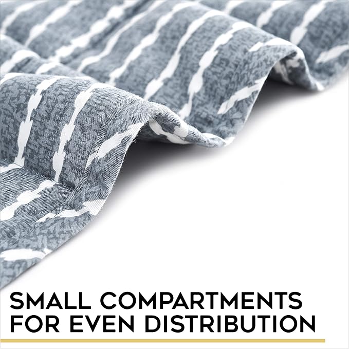 YnM Weighted Blanket,Heavy 100 Percent Oeko-Tex Certified Cotton Material, Bed Blanket for One Person of 240lbs, Ideal for Queen/King Bed (60x80 Inches, 25 Pounds, Blue White)