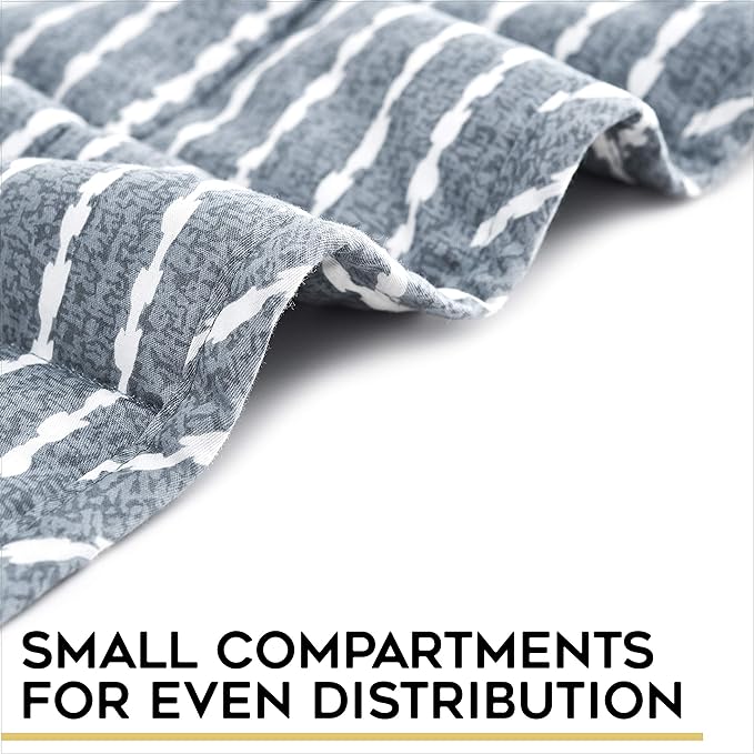 YnM Weighted Blanket — Heavy 100% Oeko-Tex Certified Cotton Material with Premium Glass Beads (Blue White, 60''x80'' 15lbs), Suit for One Person(~140lb) Use on Queen/King Bed