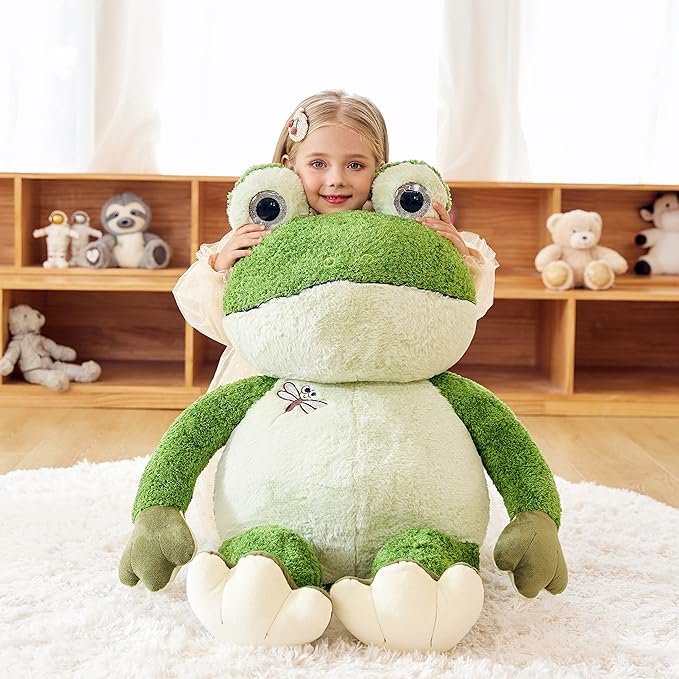 EARTHSOUND Giant Frog Stuffed Animal Plush Toy,30 inches Large Jumbo Cute Soft Toys,Big Size Huge Oversized Fat Plushie,Gifts for Kids Girls Boys Girlfriend