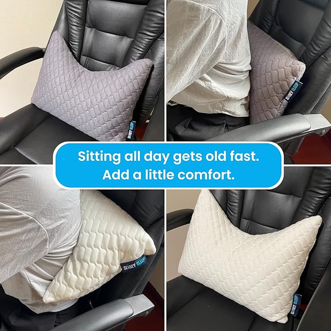 Sidney Sleep Mini Travel Size Neck Pillow - Knee, Back Lumbar and Support - Small Curved Pillow - 14 x 19 Inches - Adjustable Loft - Washable - Drawstring Backpack Included