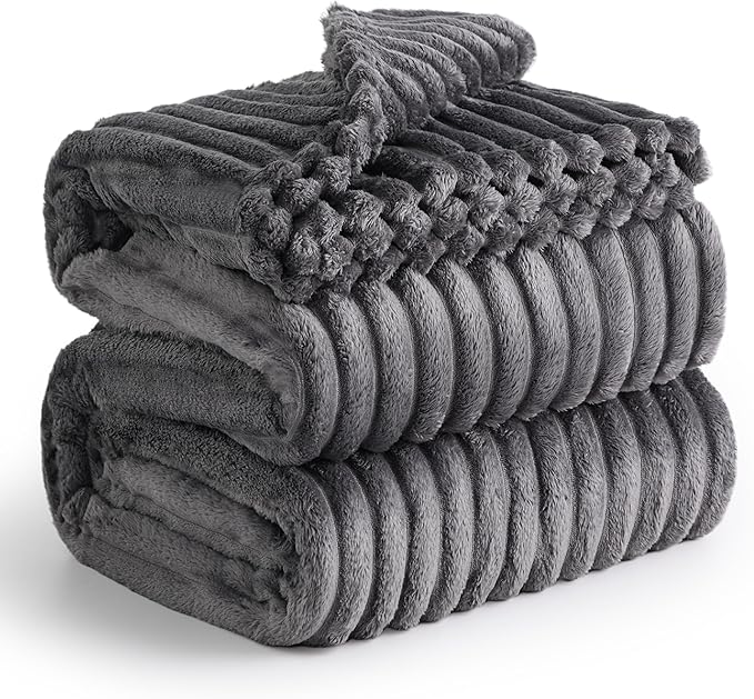 Bedsure Grey Fleece Queen Blanket for Couch - GentleSoft Cozy Soft Blankets for Women, Cute Small Throws for Girls, 90x90 Inches