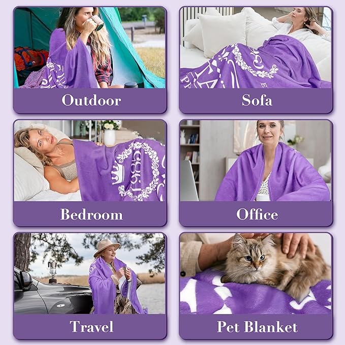40th Birthday Gifts for Women Men, 40th Birthday Throws Blanket 60"x50", Happy 40 Year Old Birthday Gifts, 1985 Birthday Gift for Turning 40 Year Old Woman Decorations Blanket Purple