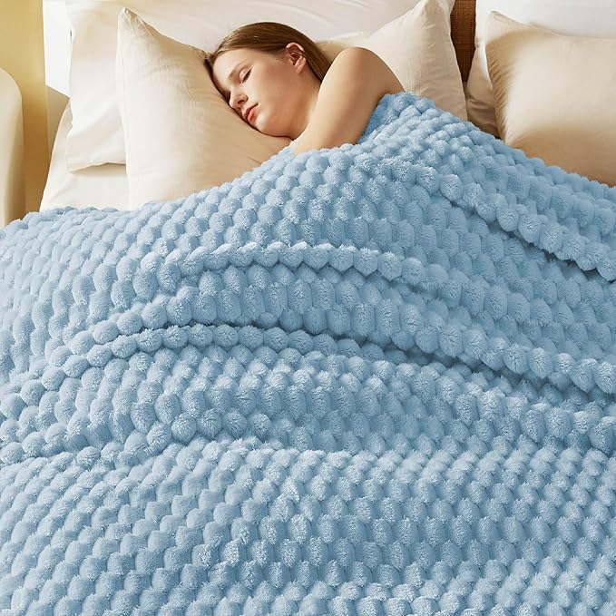 Bedsure King Size Blanket for Bed - Super Soft, Cozy Blankets for Women, Cute Large Fleece Gifts for Girls, Dream Blue, 108x90 Inches