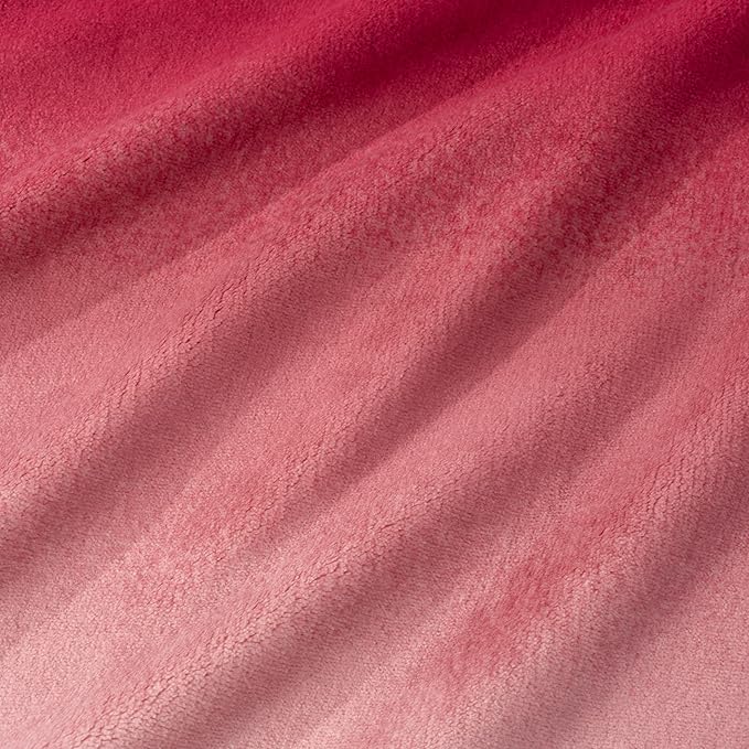 Berkshire Blanket-Classic Heavyweight Warm Soft Printed VelvetLoft® Plush Blanket, King Size Soft Fuzzy Blanket for Couch Sofa Bed, Ombre Burgundy, 90in x 108in
