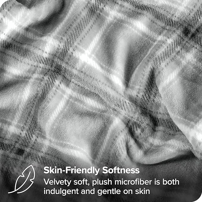 Bare Home Fleece Microplush Blanket - Lightweight Throw for Bed, Sofa, Couch, Movie Night, Camping, Gifts, and Travel - Ultra Soft Warm Blanket (Throw/Travel, Tartan Plaid)