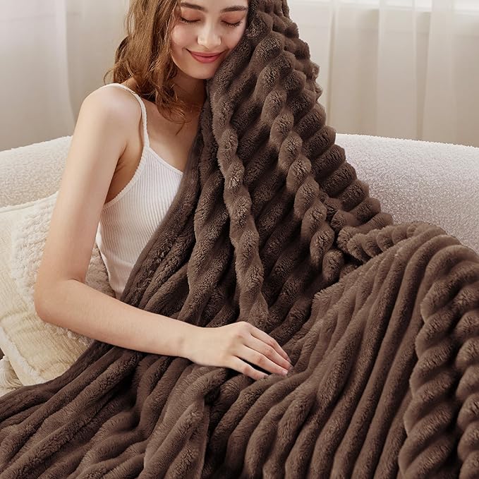 Bedsure Fondue Fudge Fleece Blanket for Couch - GentleSoft Cozy Soft Blankets for Women, Cute Small Throws for Girls, 50x70 Inches