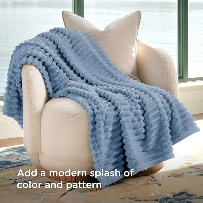 Bedsure Blue Twin XL Blanket for Bed - GentleSoft Cozy Soft Blankets for Women, Cute Small Fleece Throws for Girls, Birthday Gifts for Women, Mothers Day Decor Gifts for Mom, Ashley Blue, 66x90 Inches