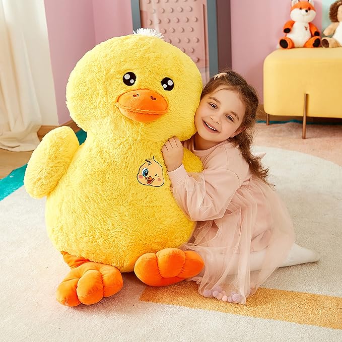 IKASA Large Duck Stuffed Animals Giant Soft Plush Toy,19" Cute Huge Jumbo Fluffy Plushy Big Size Fat Plushie,Gifts for Kids(Yellow, 19 inches)