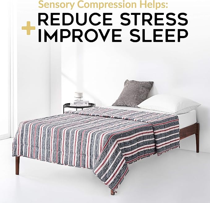 YnM Weighted Blanket — Heavy 100% Oeko-Tex Certified Cotton Material with Premium Glass Beads (Red Blue, 60''x80'' 20lbs), Suit for One Person(~190lb) Use on Queen/King Bed