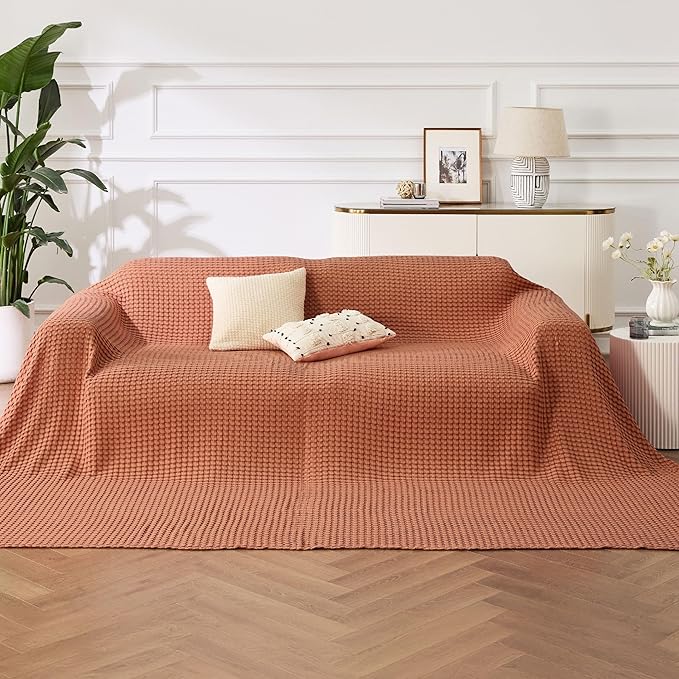 Bedsure Cooling Cotton Waffle Oversized King Blanket - Lightweight Breathable Rayon Derived from Bamboo for Hot Sleepers, Luxury Throws for Bed and Sofa, 120x96 Inches