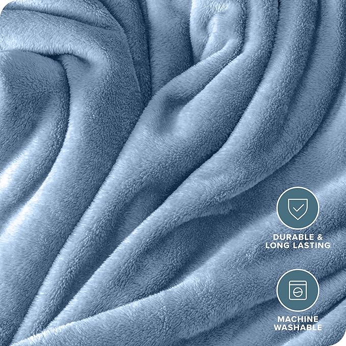 Bare Home Fleece Blanket - Kid Size- Coronet Blue - Lightweight Throw for Bed, Sofa, Couch, Camping, and Travel - Microplush - Ultra Soft Warm Blanket (Kid, Coronet Blue)