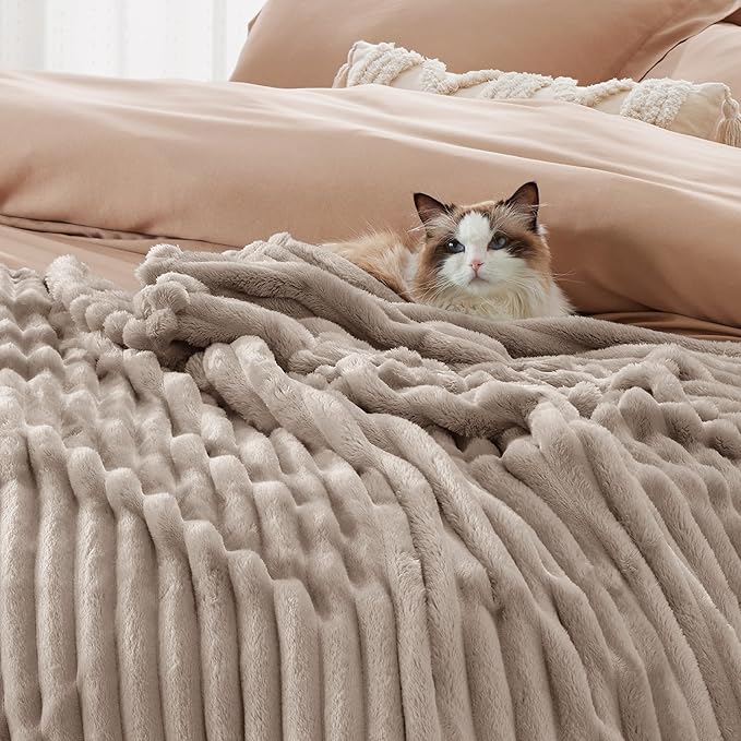 Bedsure Mocha Meringue California King Size Blanket for Couch - GentleSoft Cozy Soft Blankets for Women, Cute Small Fleece Throws for Girls, Birthday Gifts for Women, 102x96 Inches