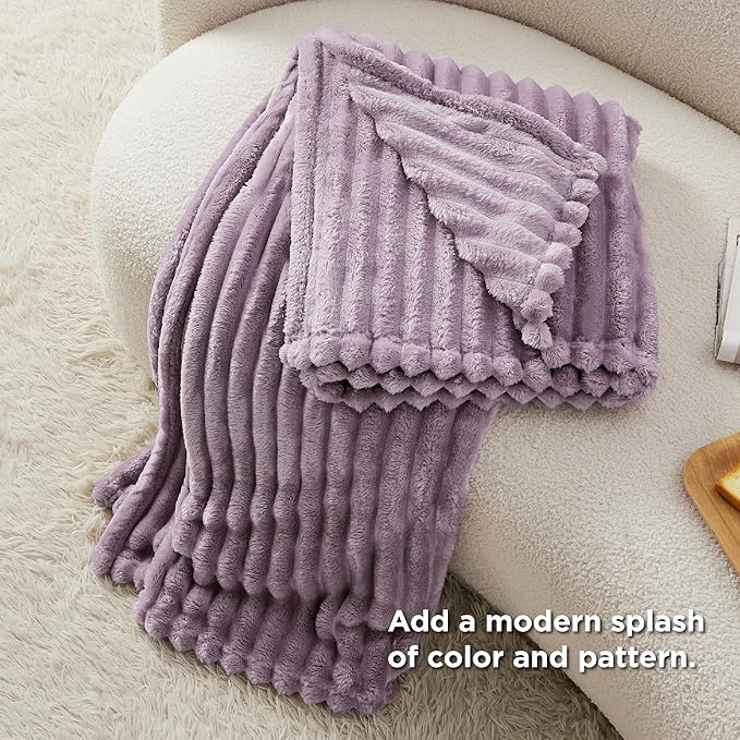 Bedsure Light Purple Fleece Blanket for Couch - GentleSoft Cozy Soft Blankets for Women, Cute Small Throws for Girls, 50x60 Inches