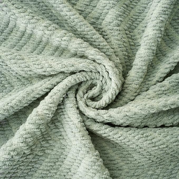 BATTILO HOME Sage Green Throw Blanket for Couch, Knit Sage Throw Blanket Versatile for Couch, Super Soft Warm Spring Blanket for Bed Sofa, 50"x60"