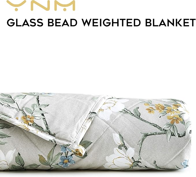 YnM Weighted Blanket,Heavy 100 Percent Oeko-Tex Certified Cotton Material, Bed Blanket for One Person of 190lbs, Ideal for Queen/King Bed (60x80 Inches, 20 Pounds, Magnolia)