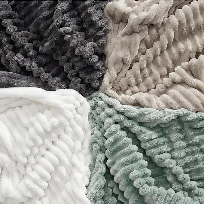 Bedsure Grey Fleece Queen Blanket for Couch - GentleSoft Cozy Soft Blankets for Women, Cute Small Throws for Girls, 90x90 Inches