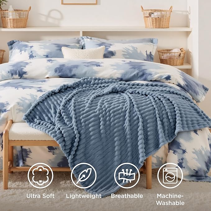 Bedsure Blue Twin XL Blanket for Bed - GentleSoft Cozy Soft Blankets for Women, Cute Small Fleece Throws for Girls, Birthday Gifts for Women, Mothers Day Decor Gifts for Mom, Ashley Blue, 66x90 Inches